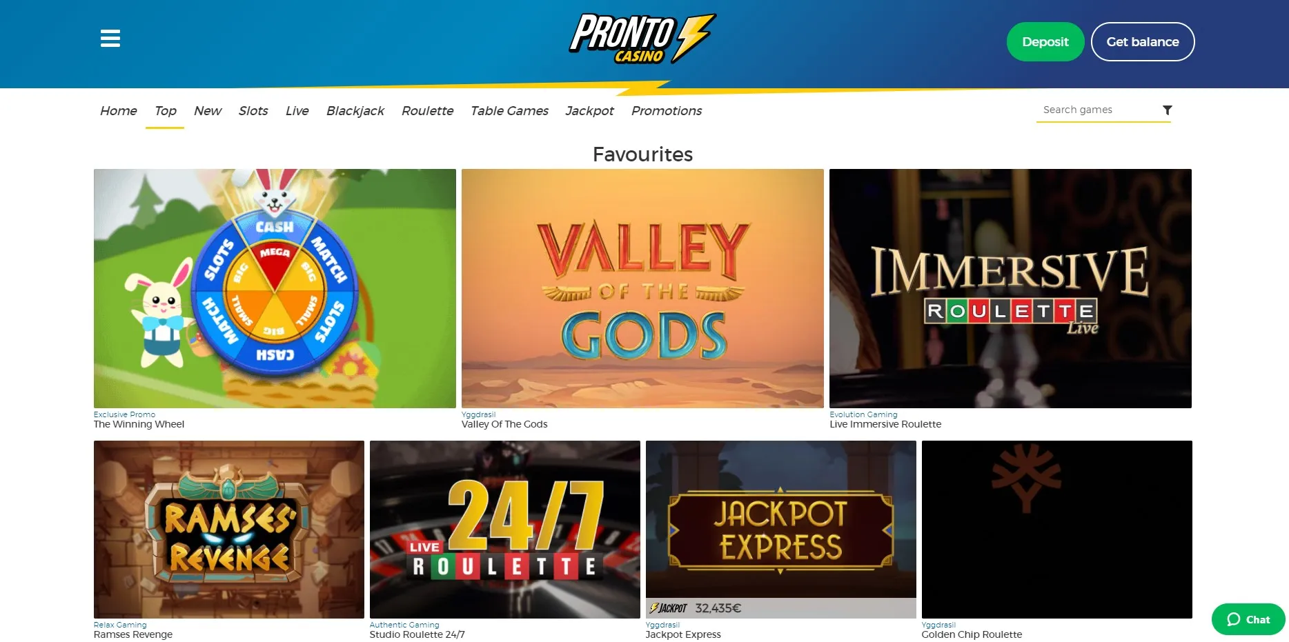 pronto casino game
