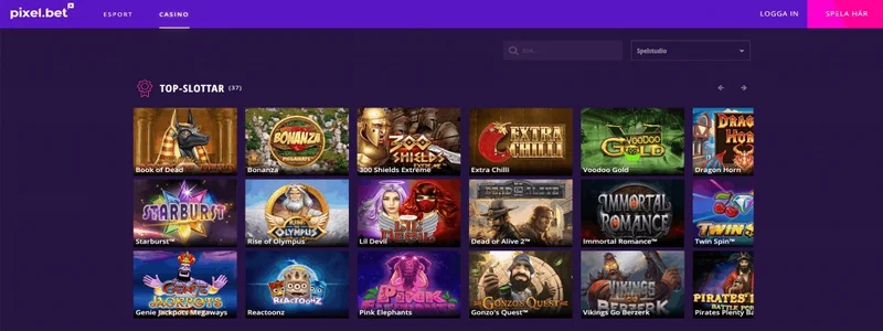 Populära spel på Pixelbet Casino